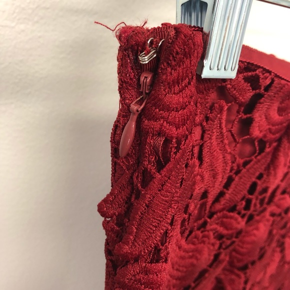 Express | Red Lace Skirt - Picture 5 of 7